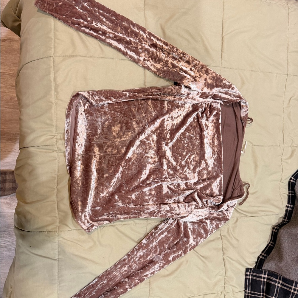 Free People Velvet Top in Light Brown